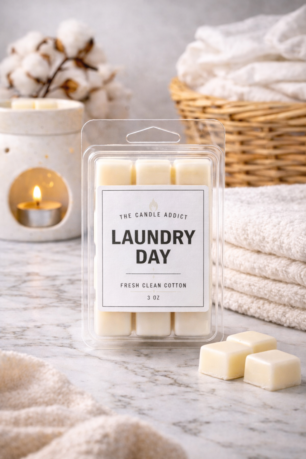 Laundry Day Wax Melts – Fresh Clean Cotton Scent | The Candle Addict